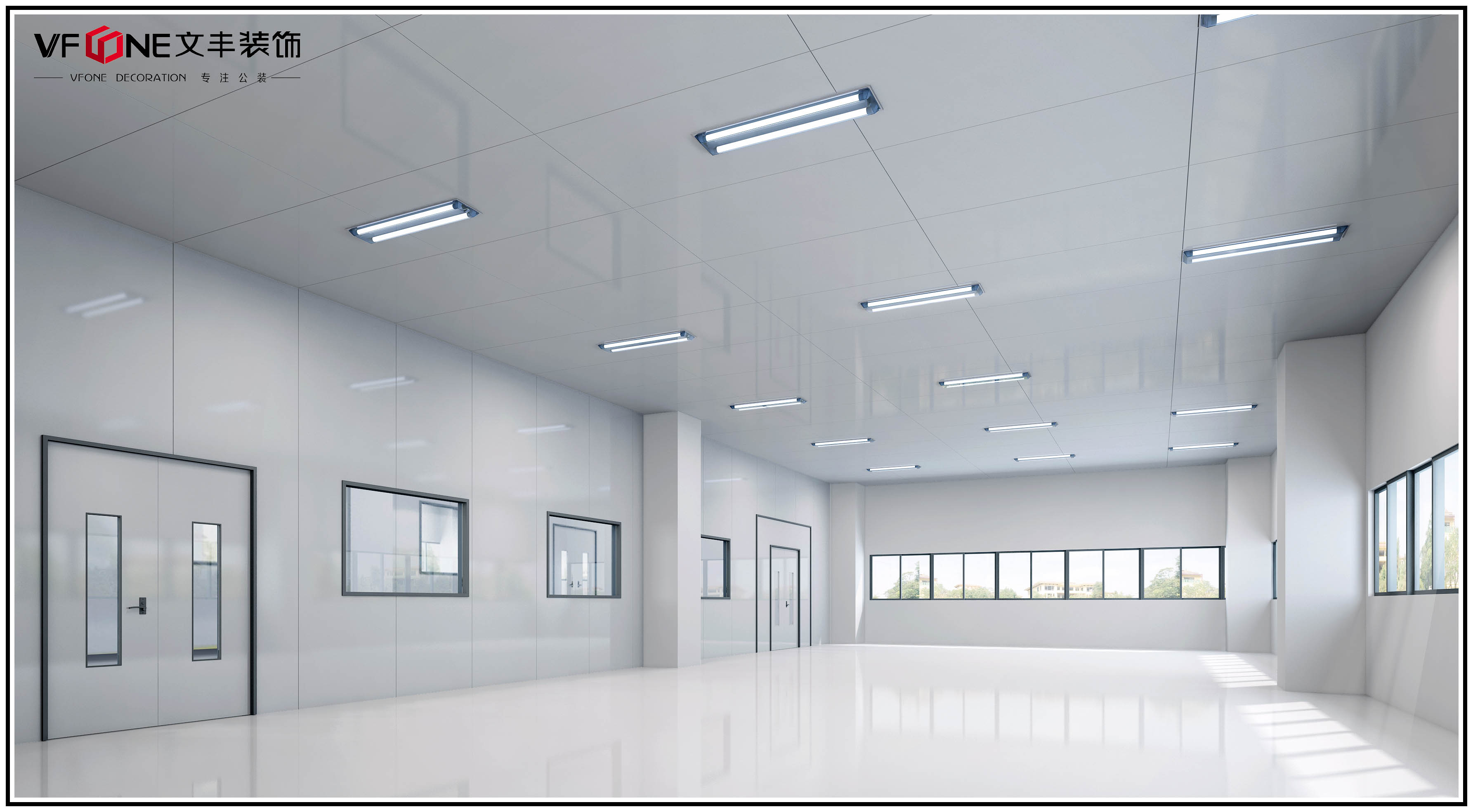 無(wú)塵車(chē)間裝修-長(zhǎng)盈廠房裝修效果圖-文豐裝飾